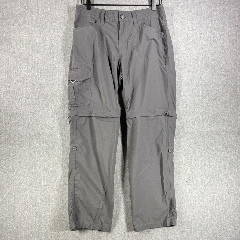 Mountain Hardwear Convertible Pants Women 10 Gray Zip Off Hiking Cargo OL6587